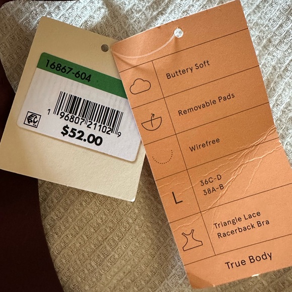 NWT True Body Triangle Lace Racerback Bra - Picture 2 of 5